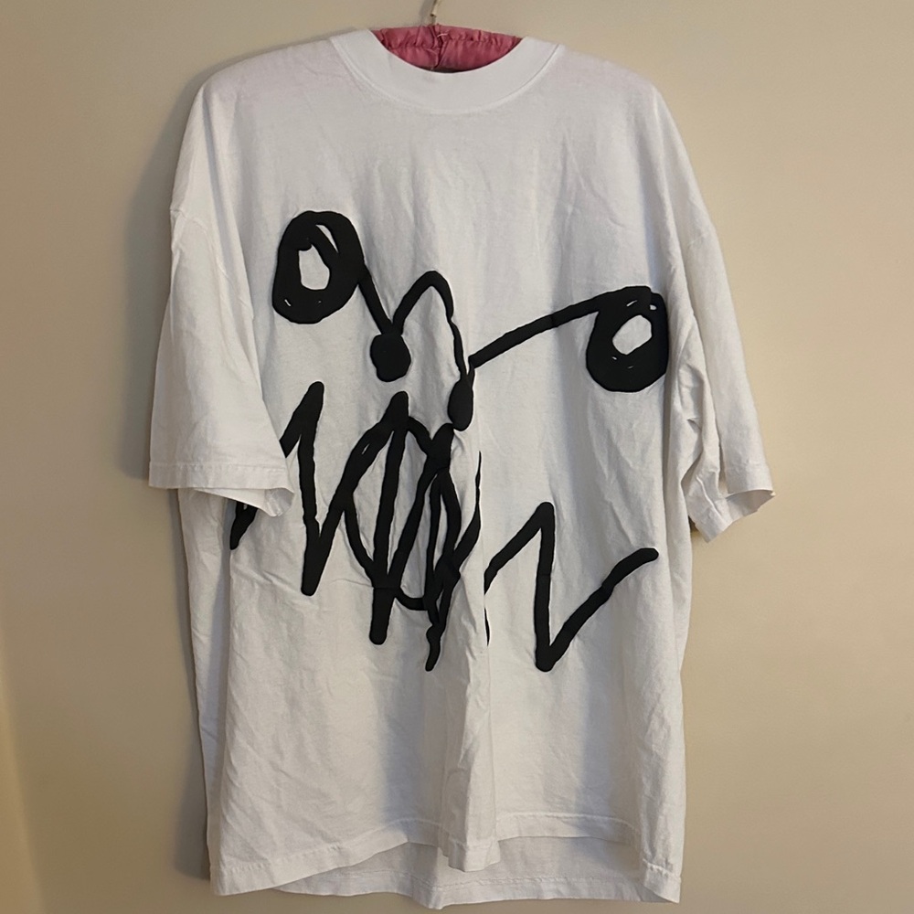 Asspizza puffy paint white t-shirt
